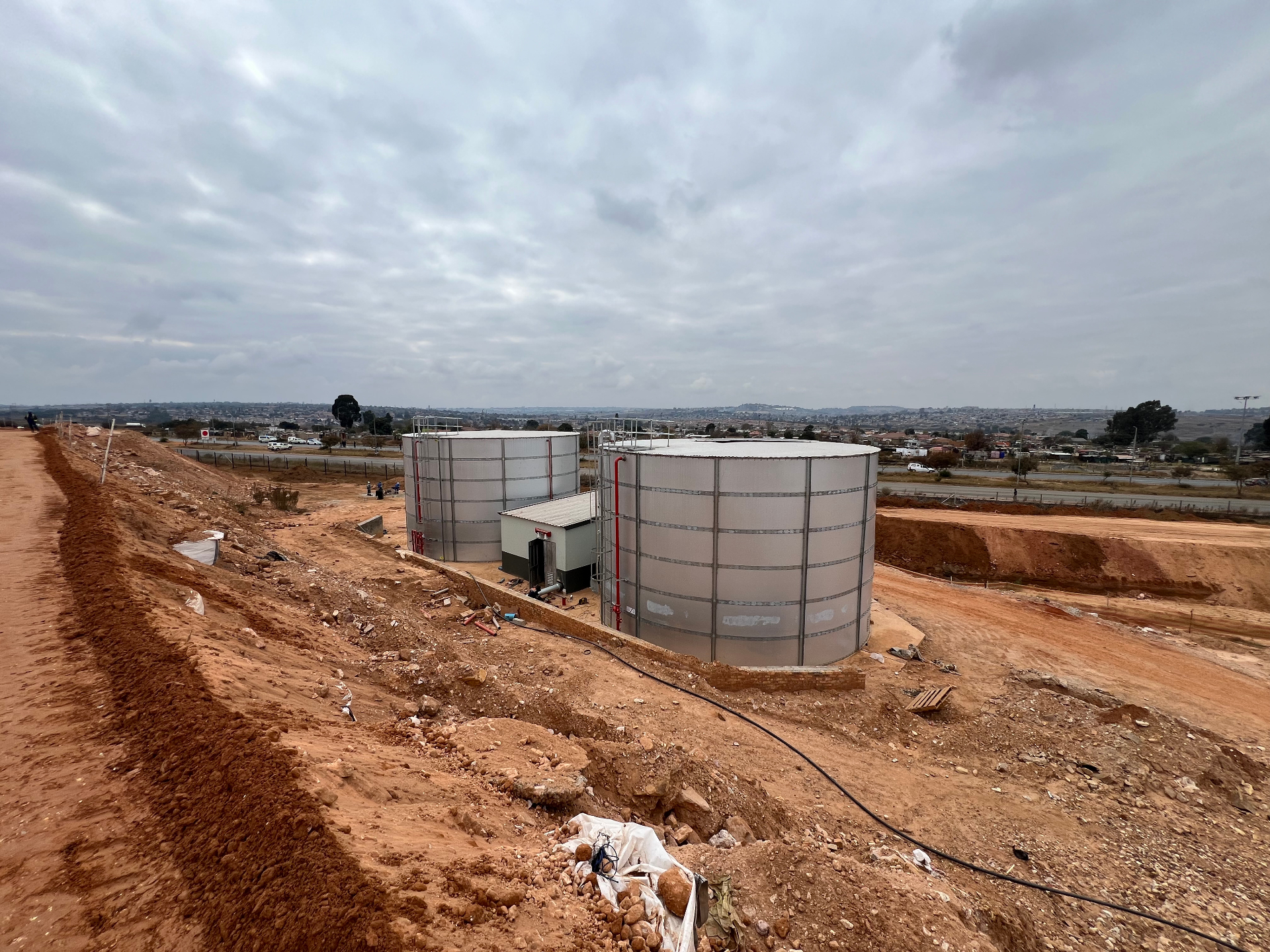 Wide view of the Leratong City Mall fire water storage facility